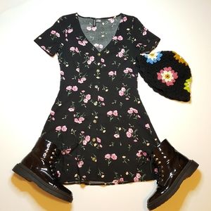 90's Style Floral Button Up Dress